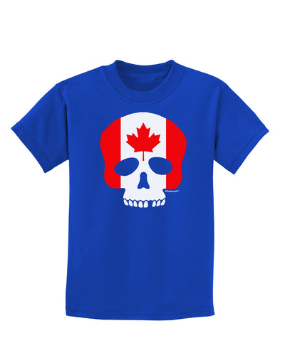 Skull Flag Canada Childrens Dark T-Shirt-Childrens T-Shirt-TooLoud-Royal-Blue-X-Small-Davson Sales