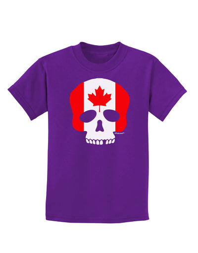 Skull Flag Canada Childrens Dark T-Shirt-Childrens T-Shirt-TooLoud-Purple-X-Small-Davson Sales