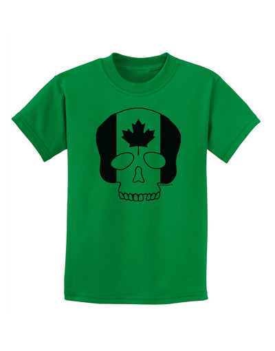 Skull Flag Canada Childrens T-Shirt-Childrens T-Shirt-TooLoud-Kelly-Green-X-Small-Davson Sales