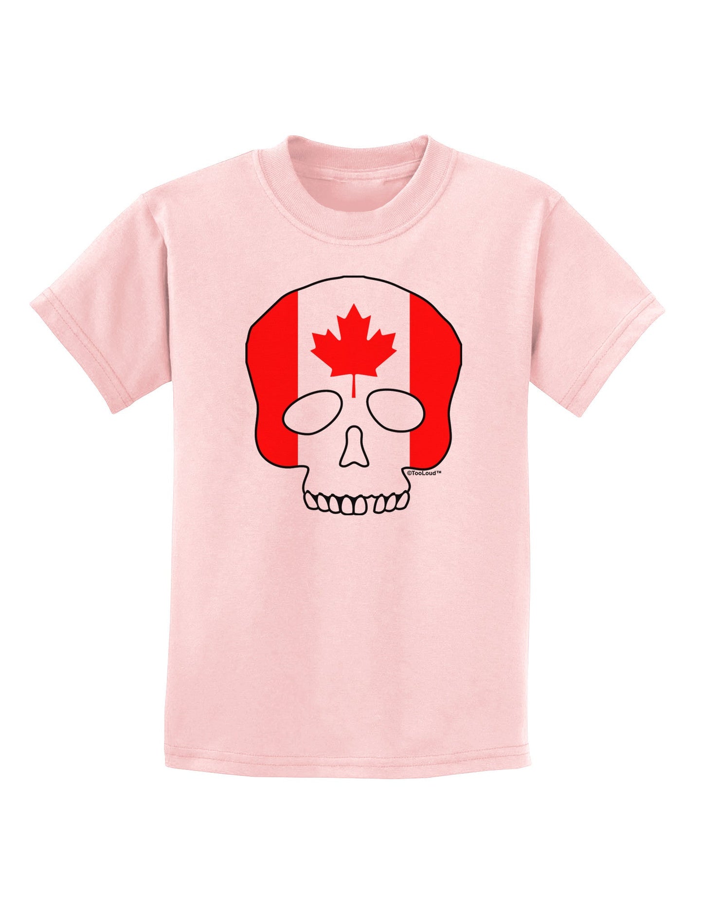 Skull Flag Canada Childrens T-Shirt-Childrens T-Shirt-TooLoud-PalePink-X-Small-Davson Sales