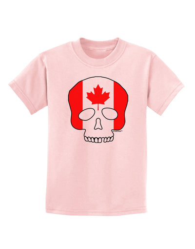 Skull Flag Canada Childrens T-Shirt-Childrens T-Shirt-TooLoud-PalePink-X-Small-Davson Sales