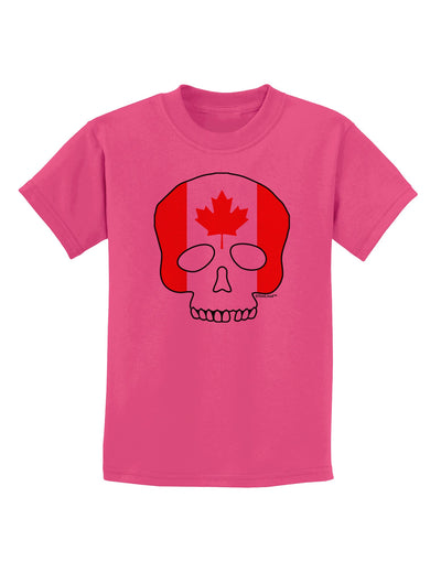 Skull Flag Canada Childrens T-Shirt-Childrens T-Shirt-TooLoud-Sangria-X-Small-Davson Sales