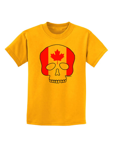 Skull Flag Canada Childrens T-Shirt-Childrens T-Shirt-TooLoud-Gold-X-Small-Davson Sales