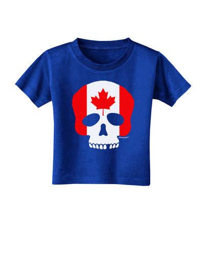 Skull Flag Canada Toddler T-Shirt Dark-Toddler T-Shirt-TooLoud-Royal-Blue-2T-Davson Sales