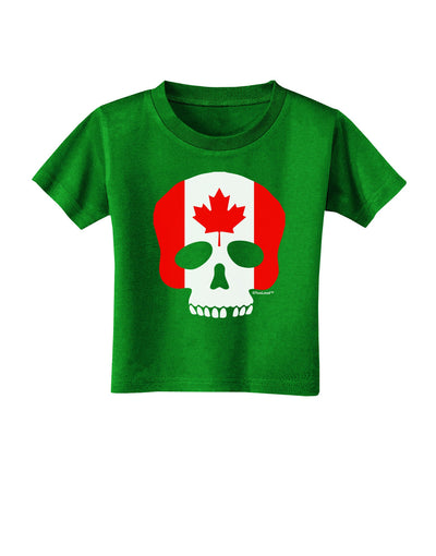 Skull Flag Canada Toddler T-Shirt Dark-Toddler T-Shirt-TooLoud-Clover-Green-2T-Davson Sales