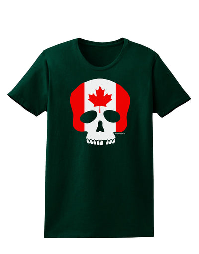 Skull Flag Canada Womens Dark T-Shirt-Womens T-Shirt-TooLoud-Forest-Green-Small-Davson Sales