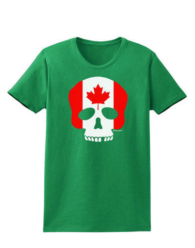 Skull Flag Canada Womens Dark T-Shirt-Womens T-Shirt-TooLoud-Kelly-Green-X-Small-Davson Sales