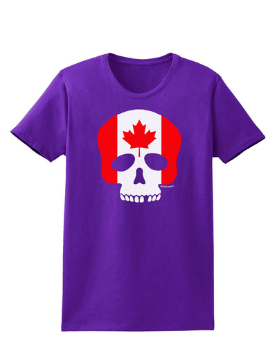 Skull Flag Canada Womens Dark T-Shirt-Womens T-Shirt-TooLoud-Purple-X-Small-Davson Sales