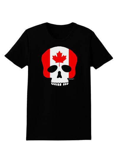 Skull Flag Canada Womens Dark T-Shirt-Womens T-Shirt-TooLoud-Black-X-Small-Davson Sales