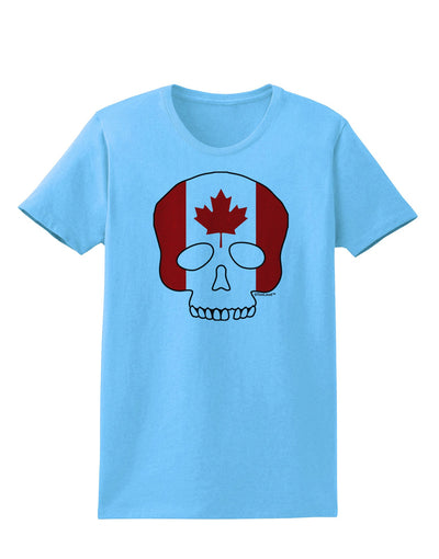 Skull Flag Canada Womens T-Shirt-Womens T-Shirt-TooLoud-Aquatic-Blue-X-Small-Davson Sales