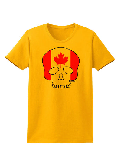 Skull Flag Canada Womens T-Shirt-Womens T-Shirt-TooLoud-Gold-X-Small-Davson Sales