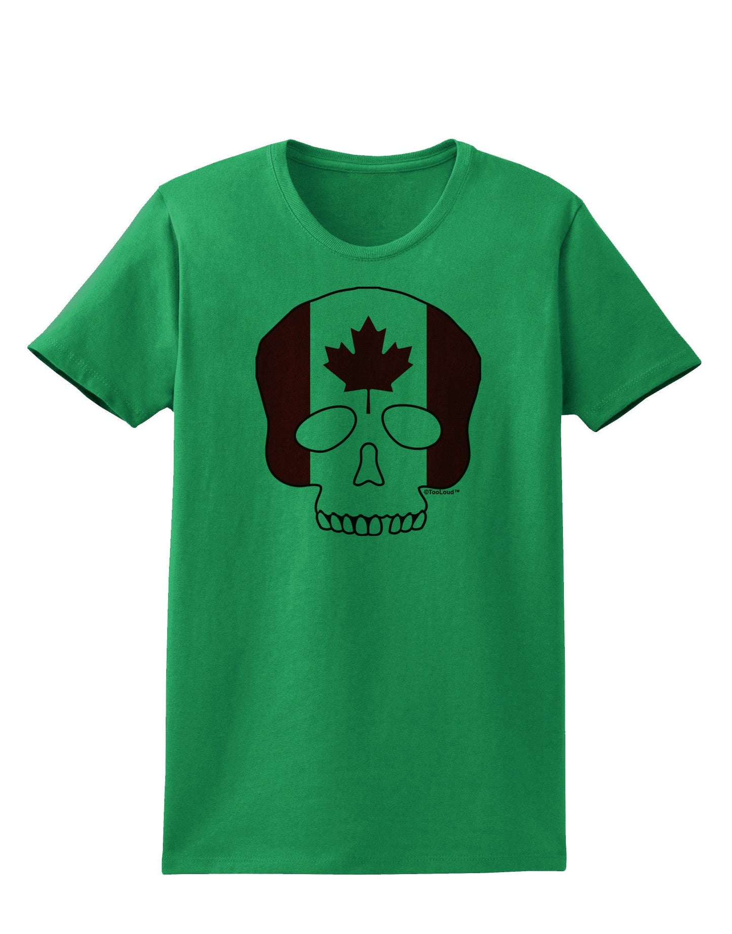 Skull Flag Canada Womens T-Shirt-Womens T-Shirt-TooLoud-Kelly-Green-X-Small-Davson Sales