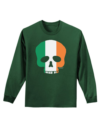 Skull Flag Ireland Adult Long Sleeve Dark T-Shirt-TooLoud-Dark-Green-Small-Davson Sales