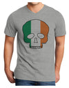 Skull Flag Ireland Adult V-Neck T-shirt-Mens V-Neck T-Shirt-TooLoud-HeatherGray-Small-Davson Sales