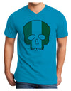 Skull Flag Ireland Adult V-Neck T-shirt-Mens V-Neck T-Shirt-TooLoud-Turquoise-Small-Davson Sales