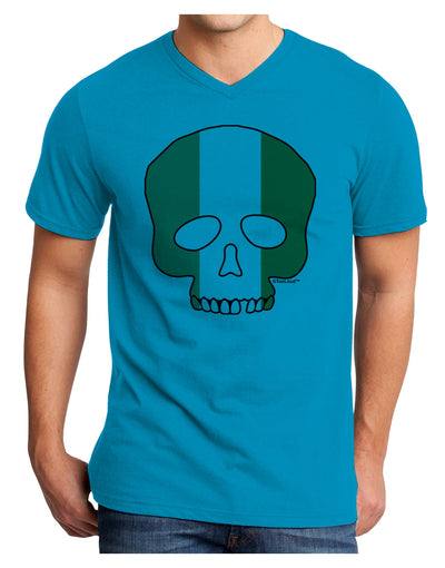 Skull Flag Ireland Adult V-Neck T-shirt-Mens V-Neck T-Shirt-TooLoud-Turquoise-Small-Davson Sales