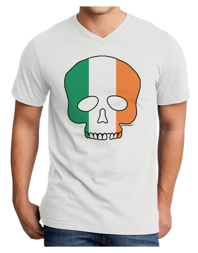 Skull Flag Ireland Adult V-Neck T-shirt-Mens V-Neck T-Shirt-TooLoud-White-Small-Davson Sales