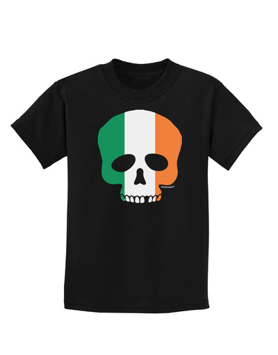 Skull Flag Ireland Childrens Dark T-Shirt-Childrens T-Shirt-TooLoud-Black-X-Small-Davson Sales