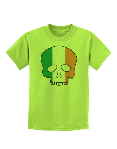 Skull Flag Ireland Childrens T-Shirt-Childrens T-Shirt-TooLoud-Lime-Green-X-Small-Davson Sales