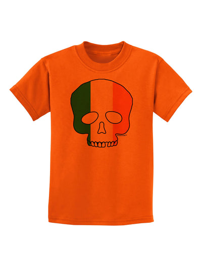 Skull Flag Ireland Childrens T-Shirt-Childrens T-Shirt-TooLoud-Orange-X-Small-Davson Sales