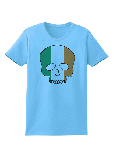 Skull Flag Ireland Womens T-Shirt-Womens T-Shirt-TooLoud-Aquatic-Blue-X-Small-Davson Sales