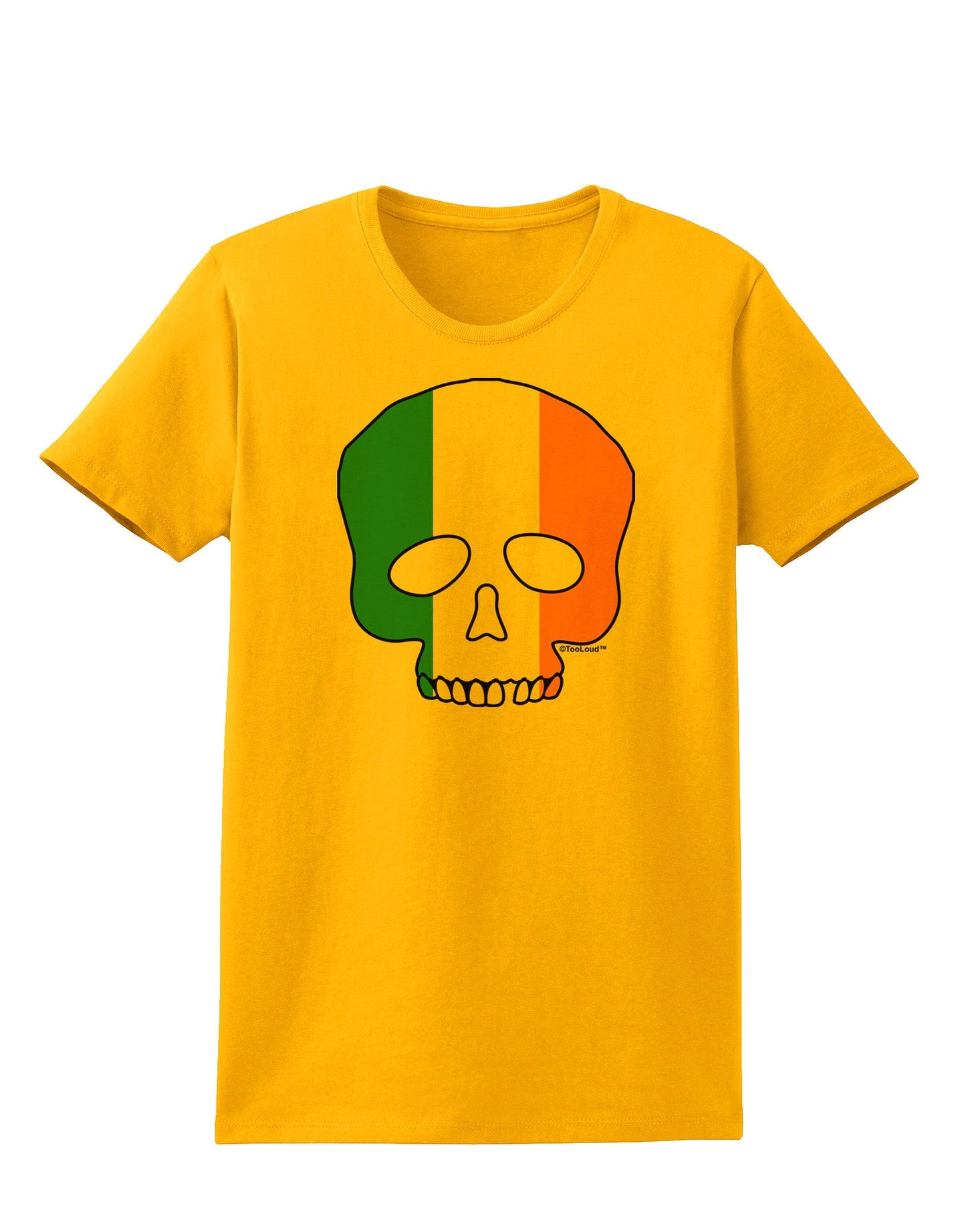 Skull Flag Ireland Womens T-Shirt-Womens T-Shirt-TooLoud-Gold-X-Small-Davson Sales