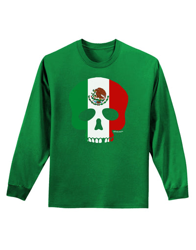 Skull Flag Mexico Adult Long Sleeve Dark T-Shirt-TooLoud-Kelly-Green-Small-Davson Sales