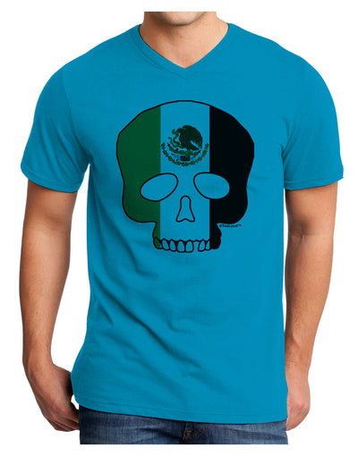 Skull Flag Mexico Adult V-Neck T-shirt-Mens V-Neck T-Shirt-TooLoud-Turquoise-Small-Davson Sales