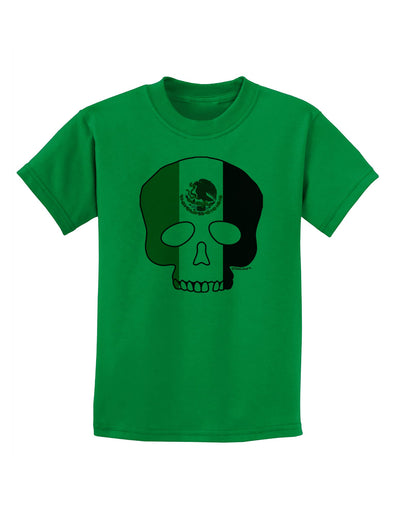 Skull Flag Mexico Childrens T-Shirt-Childrens T-Shirt-TooLoud-Kelly-Green-X-Small-Davson Sales