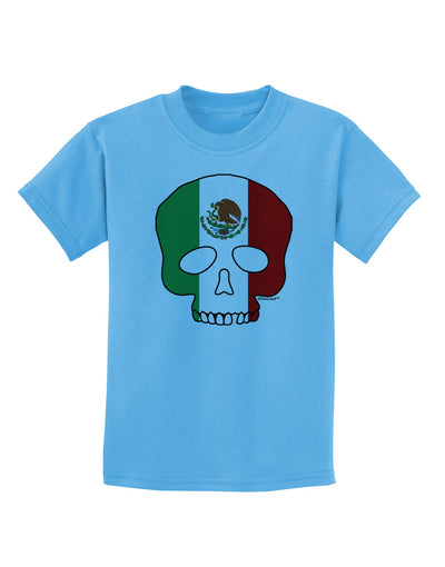 Skull Flag Mexico Childrens T-Shirt-Childrens T-Shirt-TooLoud-Aquatic-Blue-X-Small-Davson Sales