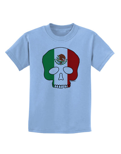 Skull Flag Mexico Childrens T-Shirt-Childrens T-Shirt-TooLoud-Light-Blue-X-Small-Davson Sales