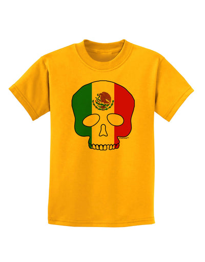 Skull Flag Mexico Childrens T-Shirt-Childrens T-Shirt-TooLoud-Gold-X-Small-Davson Sales