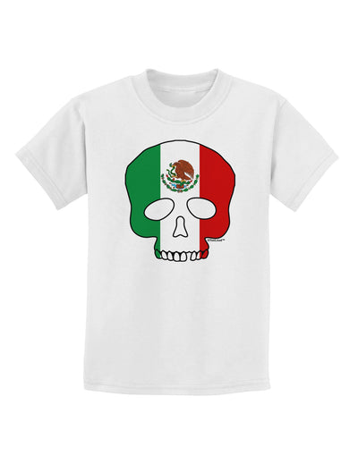 Skull Flag Mexico Childrens T-Shirt-Childrens T-Shirt-TooLoud-White-X-Small-Davson Sales