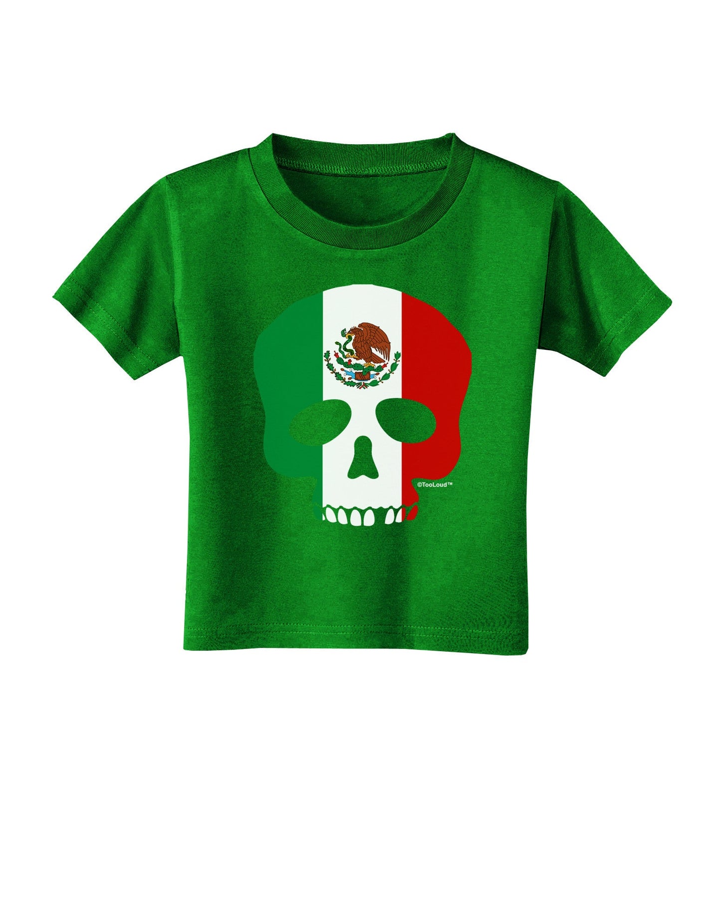 Skull Flag Mexico Toddler T-Shirt Dark-Toddler T-Shirt-TooLoud-Clover-Green-2T-Davson Sales
