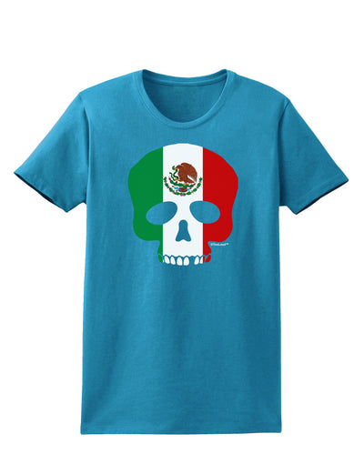 Skull Flag Mexico Womens Dark T-Shirt-Womens T-Shirt-TooLoud-Turquoise-X-Small-Davson Sales