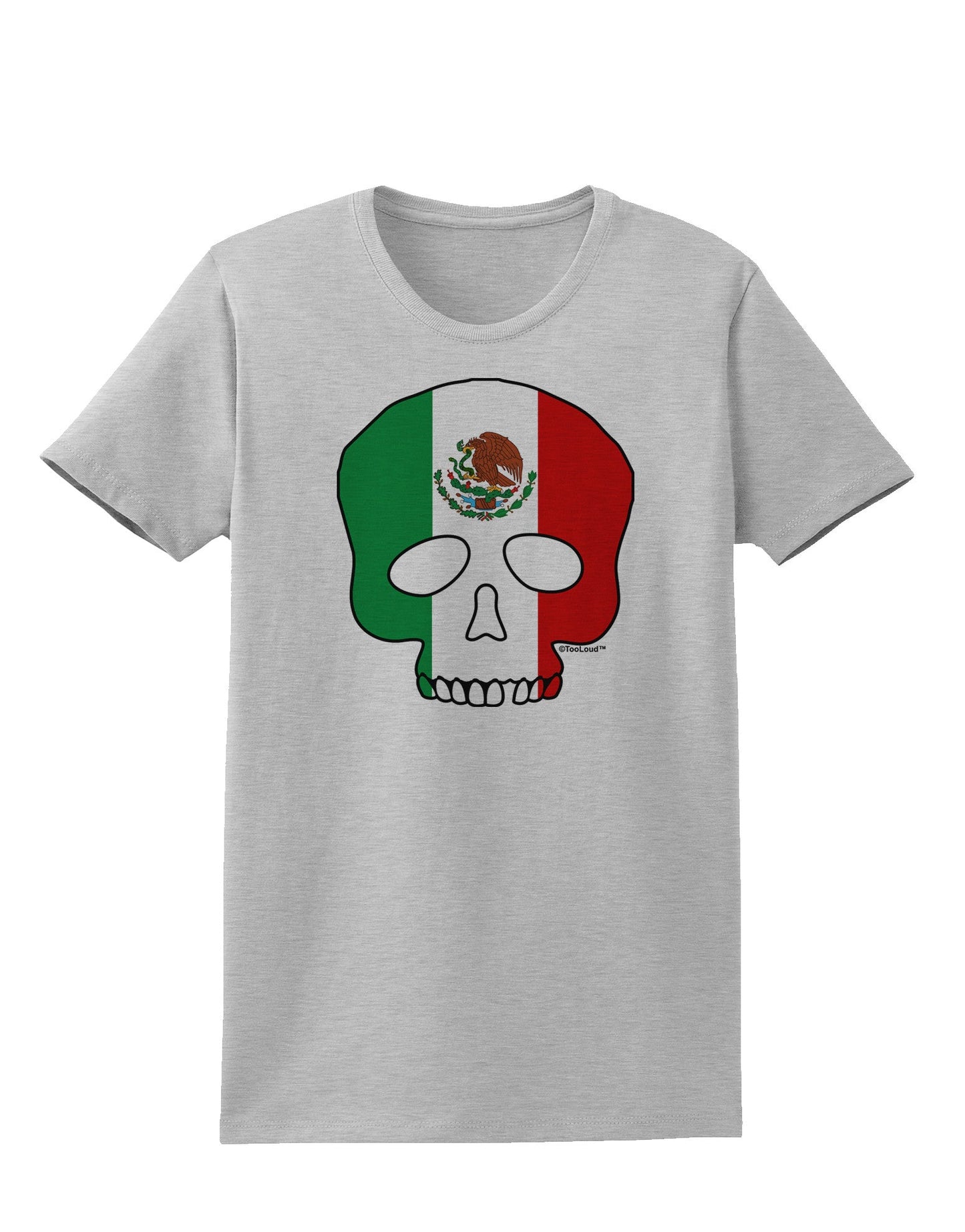 Skull Flag Mexico Womens T-Shirt-Womens T-Shirt-TooLoud-AshGray-X-Small-Davson Sales