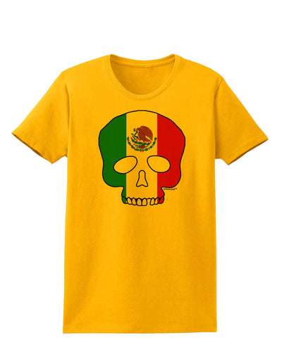 Skull Flag Mexico Womens T-Shirt-Womens T-Shirt-TooLoud-Gold-X-Small-Davson Sales