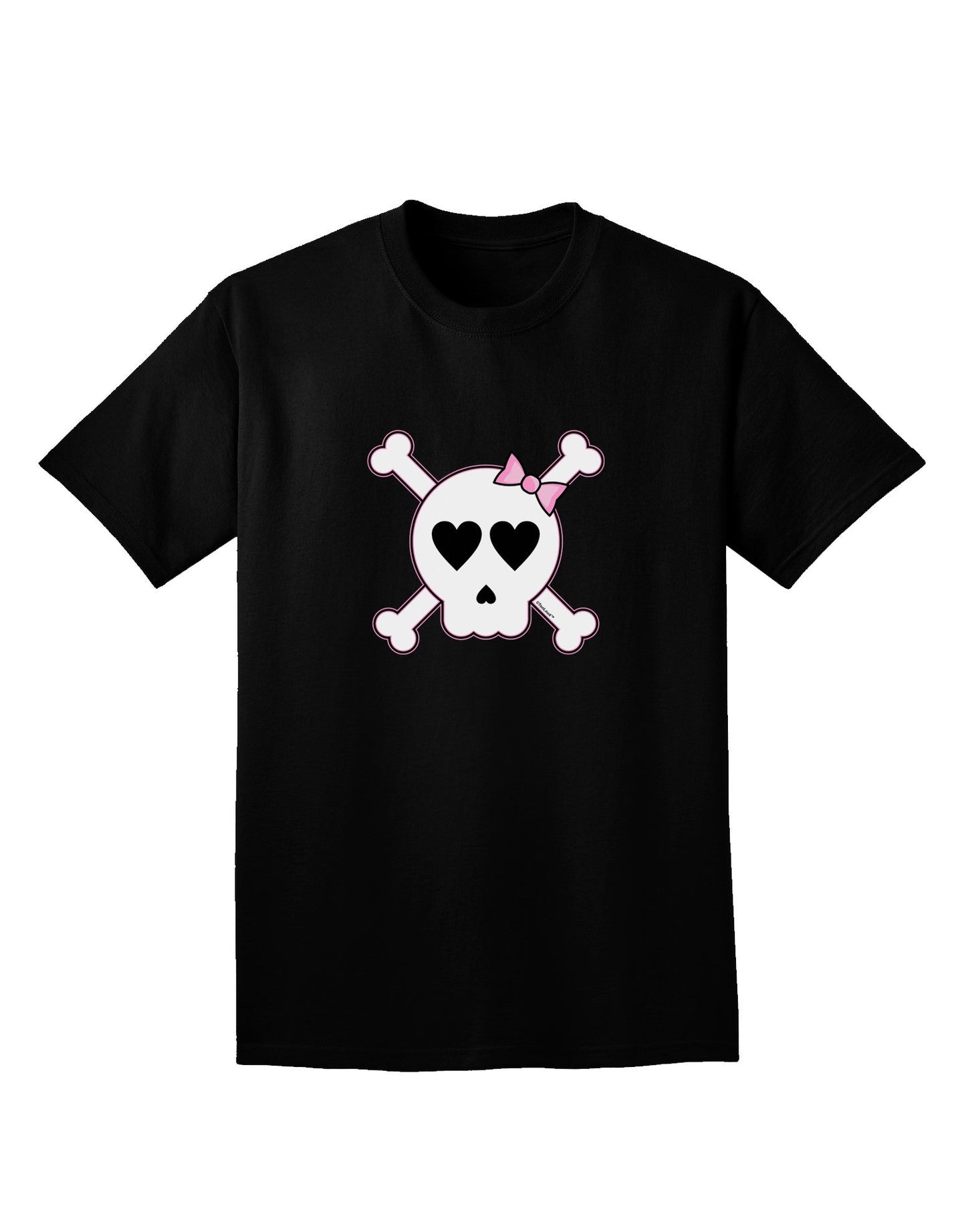Skull and Crossbones Girl Adult Dark V-Neck T-Shirt-TooLoud-Black-Small-Davson Sales
