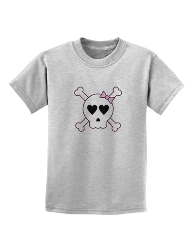 Skull and Crossbones Girl Childrens T-Shirt-Childrens T-Shirt-TooLoud-AshGray-X-Small-Davson Sales