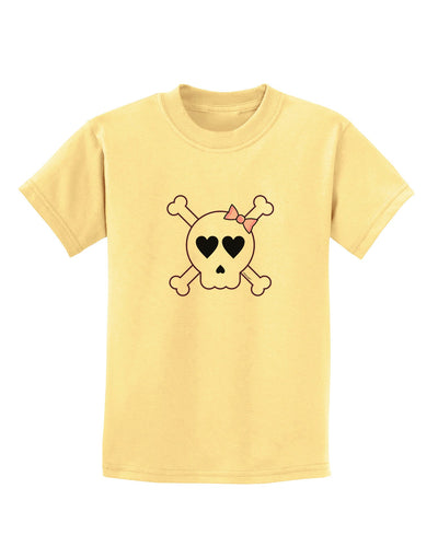 Skull and Crossbones Girl Childrens T-Shirt-Childrens T-Shirt-TooLoud-Daffodil-Yellow-X-Small-Davson Sales