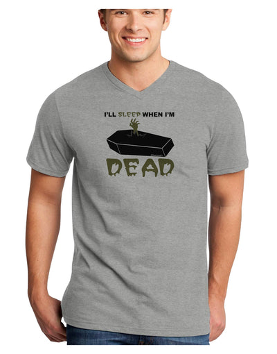 Sleep When Dead Coffin Adult V-Neck T-shirt-Mens V-Neck T-Shirt-TooLoud-HeatherGray-Small-Davson Sales