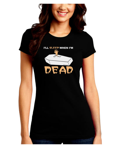 Sleep When Dead Coffin Juniors Crew Dark T-Shirt-T-Shirts Juniors Tops-TooLoud-Black-Juniors Fitted Small-Davson Sales