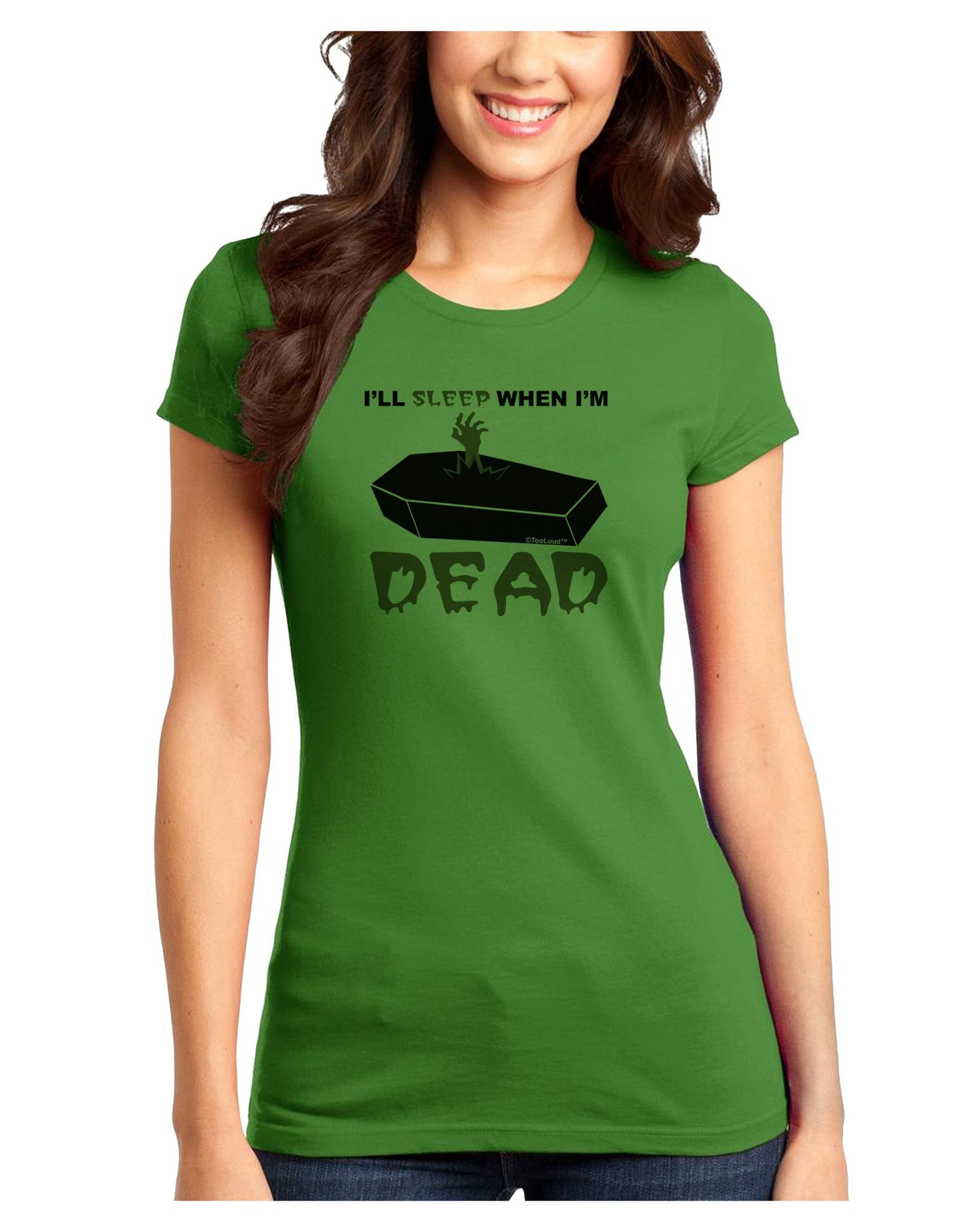 Sleep When Dead Coffin Juniors T-Shirt-Womens Juniors T-Shirt-TooLoud-Kiwi-Green-Juniors Fitted X-Small-Davson Sales