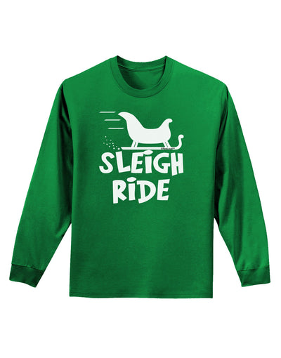 Sleigh Ride BnW Adult Long Sleeve Dark T-Shirt-TooLoud-Kelly-Green-Small-Davson Sales