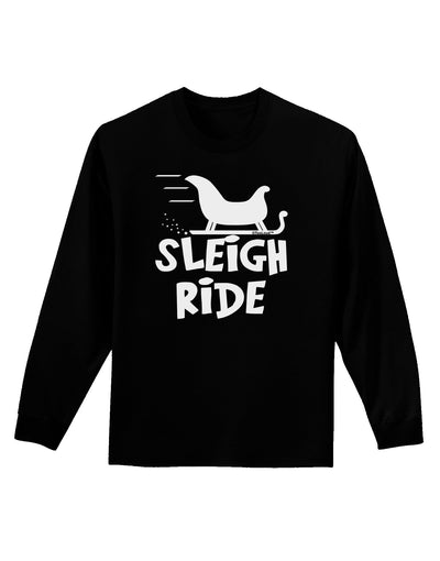 Sleigh Ride BnW Adult Long Sleeve Dark T-Shirt-TooLoud-Black-Small-Davson Sales