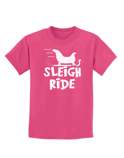 Sleigh Ride BnW Childrens Dark T-Shirt-Childrens T-Shirt-TooLoud-Sangria-X-Small-Davson Sales