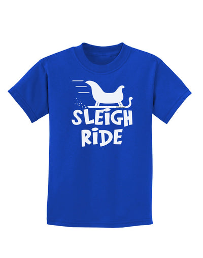 Sleigh Ride BnW Childrens Dark T-Shirt-Childrens T-Shirt-TooLoud-Royal-Blue-X-Small-Davson Sales