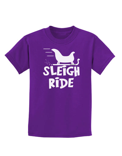 Sleigh Ride BnW Childrens Dark T-Shirt-Childrens T-Shirt-TooLoud-Purple-X-Small-Davson Sales