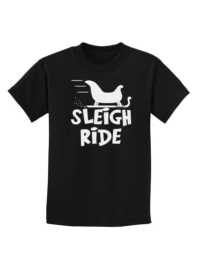 Sleigh Ride BnW Childrens Dark T-Shirt-Childrens T-Shirt-TooLoud-Black-X-Small-Davson Sales