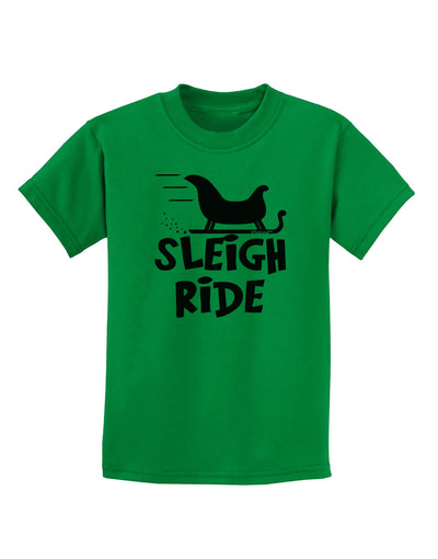 Sleigh Ride BnW Childrens T-Shirt-Childrens T-Shirt-TooLoud-Kelly-Green-X-Small-Davson Sales